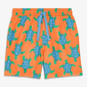 Primary Kids Swim Trunk in Swimming Turtles, UPF 50+, Made with Recycled Materials(Cantaloupe Sea Turtles)