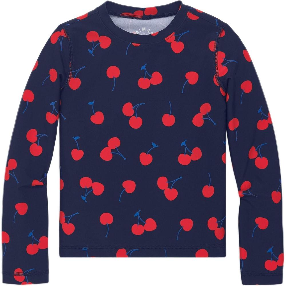 imagePrimary Kids Long Sleeve FrontLined Swim top in Cherries UPF 50 Made with Recycled MaterialsNavy Cherries