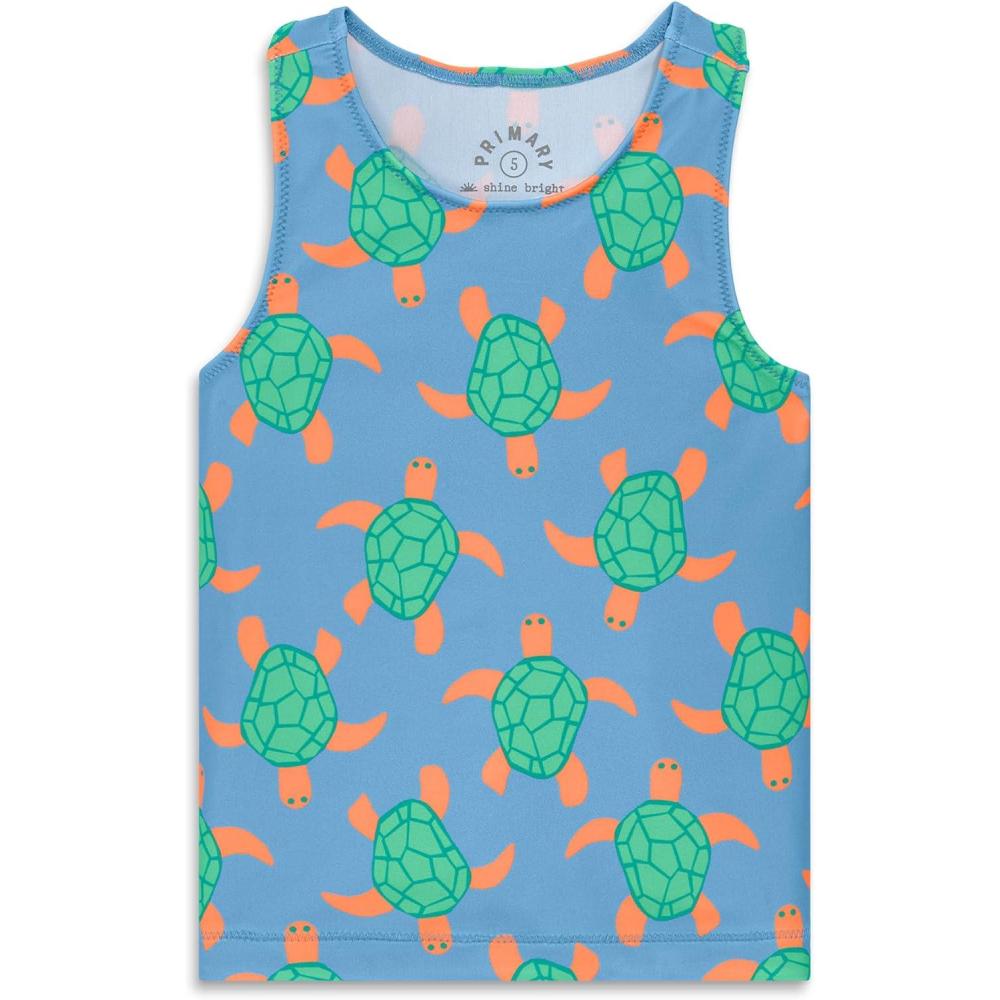 imagePrimary Kids Swim Tank in Swimming Turtles UPF 50 Made with Recycled MaterialsCornflower Sea Turtles