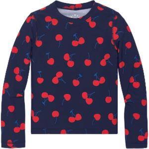 Primary Kids Long Sleeve Front-Lined Swim top in Cherries, UPF 50+, Made with Recycled Materials(Navy Cherries)