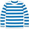 imagePrimary Kids Long Sleeve Rash Guard in Stripe UPF 50 Made with Recycled MaterialsBlueberry White Stripe