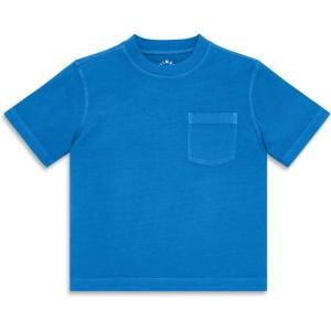 Primary Kids Garment-Dyed Pocket Tee, Soft 100% Cotton T-Shirt(Blueberry)