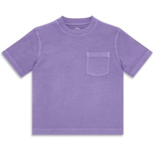 Primary Kids Garment-Dyed Pocket Tee, Soft 100% Cotton T-Shirt(Iris)