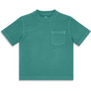 Primary Kids Garment-Dyed Pocket Tee, Soft 100% Cotton T-Shirt(Sunwashed Teal)