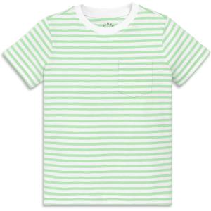 Primary Kids Stripe Pocket Tee, Soft 100% Cotton T-Shirt(Pear White Stripe)