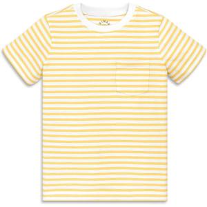 Primary Kids Stripe Pocket Tee, Soft 100% Cotton T-Shirt(Sunlight White Stripe)