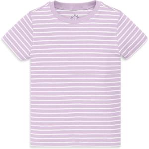 Primary Kids Stripe Rib Tee, Soft Stretch T-Shirt(Hydrangea White Stripe)