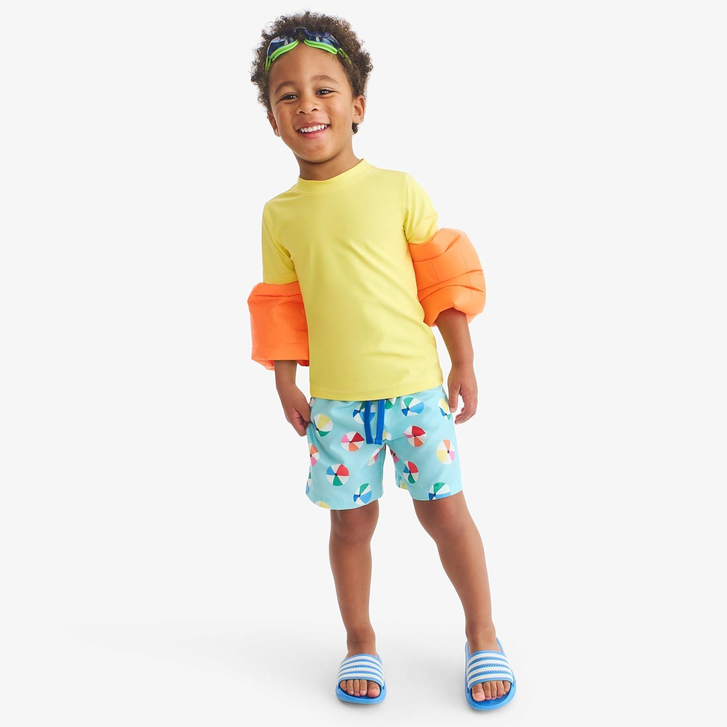 imagePrimary Kids Swim Trunk in Beach Balls UPF 50 Made with Recycled MaterialsMist Beach Balls