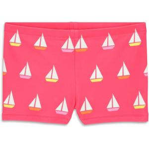 Primary Kids Swim Shortie in Sailboats, UPF 50+, Made with Recycled Materials(Bright Azalea Sailboats)