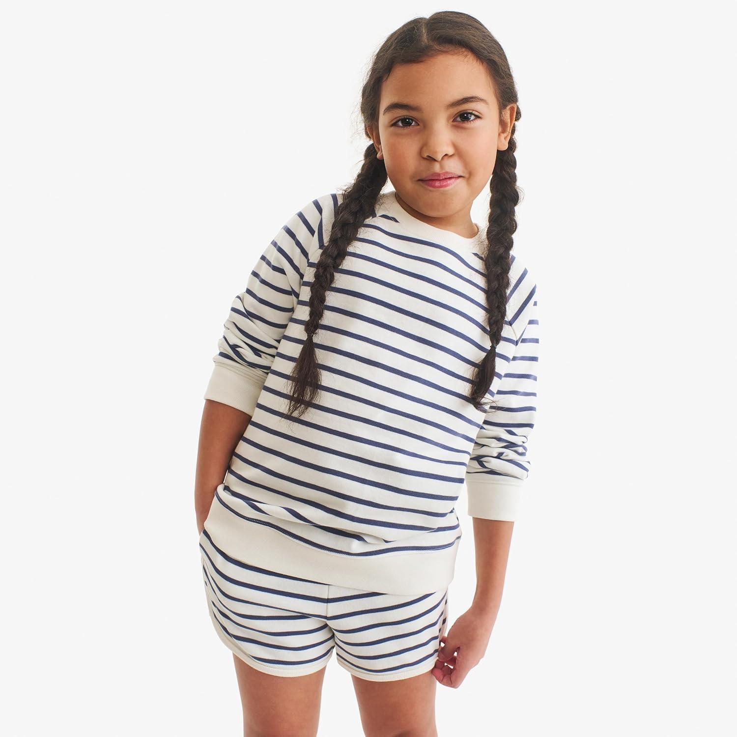 imagePrimary Kids Stripe Recess Shorts 100 Cotton PullOn ShortsSunwashed Navy Ivory Stripe