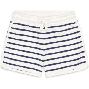 Primary Kids Stripe Recess Shorts, 100% Cotton Pull-On Shorts(Sunwashed Navy Ivory Stripe)