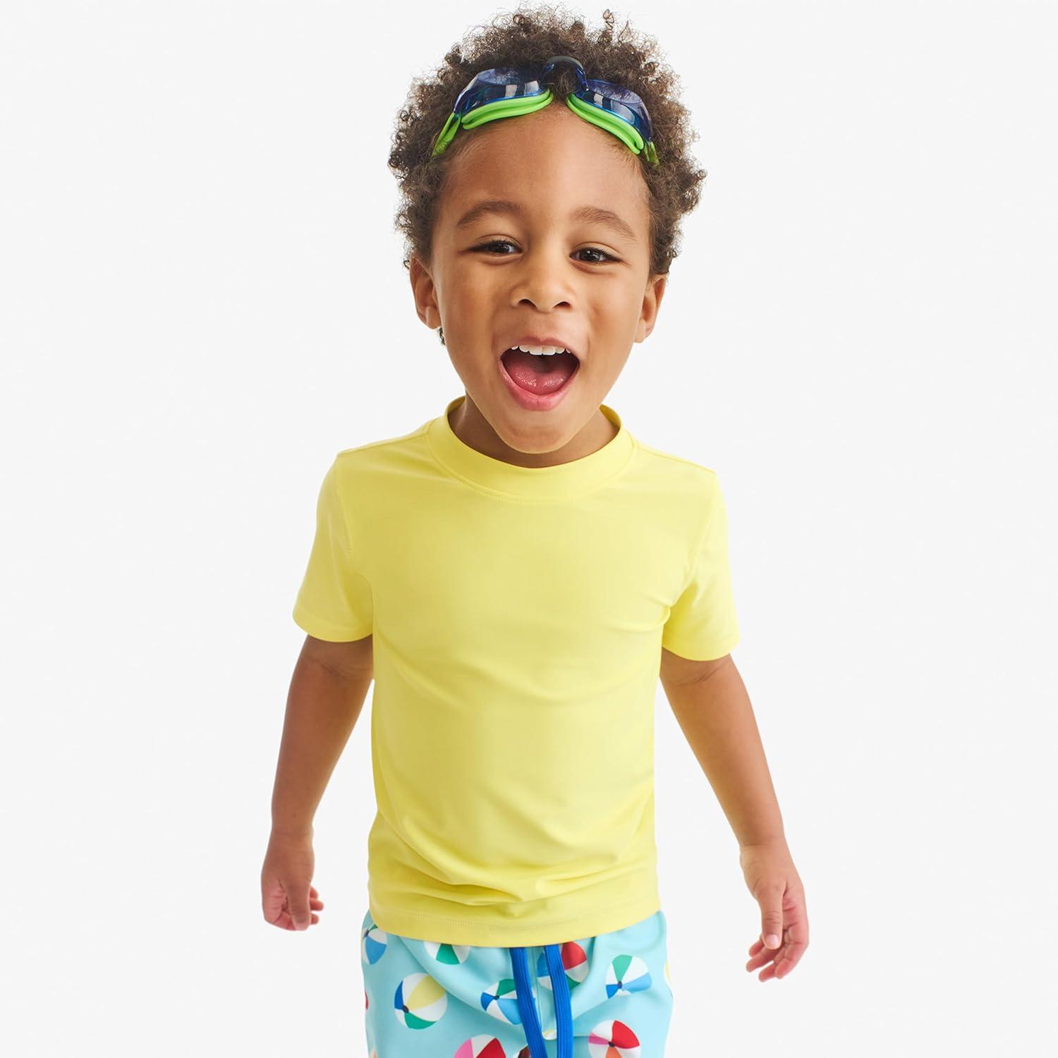 imagePrimary Kids Short Sleeve Rash Guard Swim Shirt UPF 50 Made with Recycled MaterialsBright Azalea