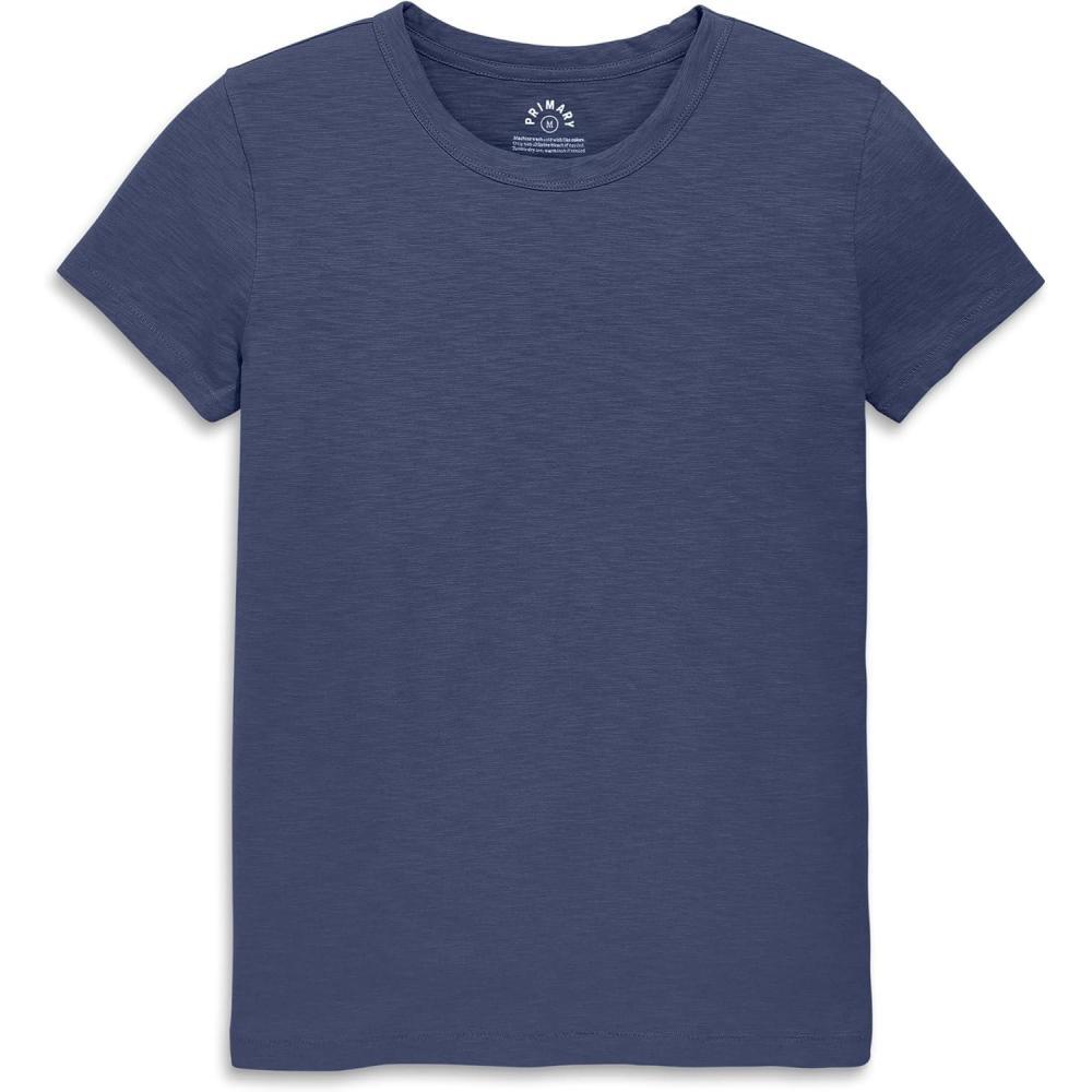 imagePrimary Adult Classic Slub Crewneck Tee 100 Cotton TShirt Womens FitSunwashednavy