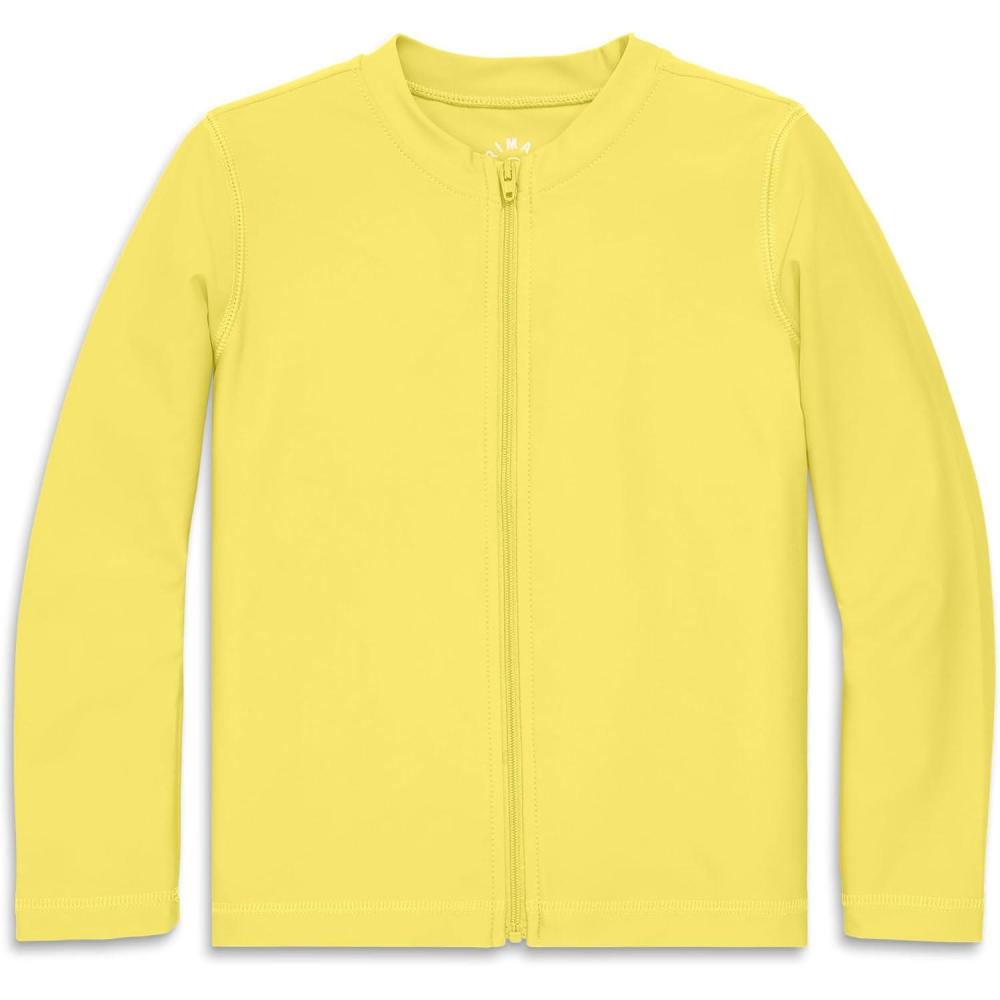 imagePrimary Kids Long Sleeve FullZip Rash Guard Swim Shirt UPF 50 Made with Recycled MaterialsBanana