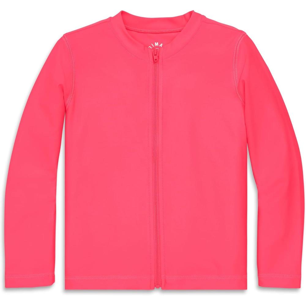 imagePrimary Kids Long Sleeve FullZip Rash Guard Swim Shirt UPF 50 Made with Recycled MaterialsBright Azalea