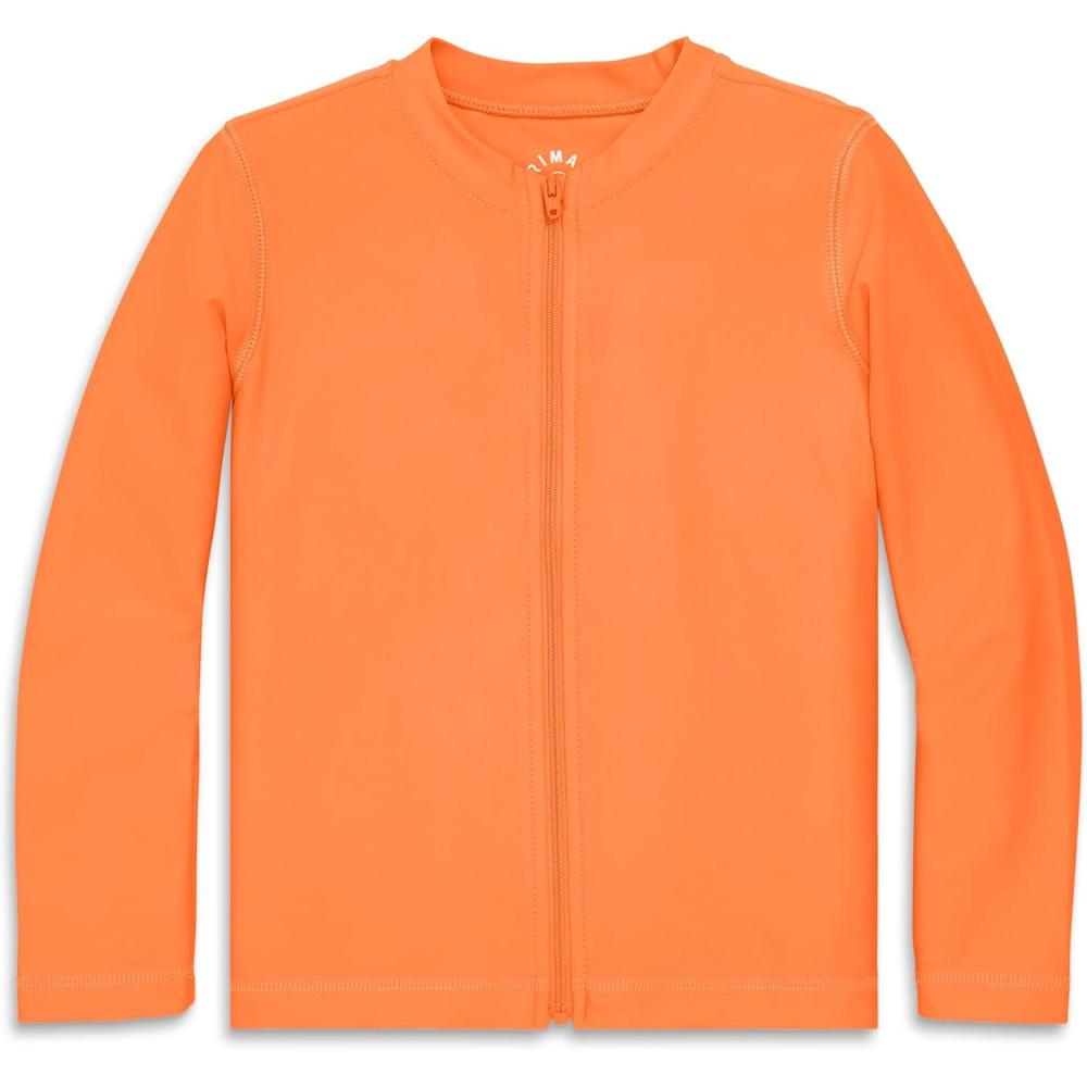 imagePrimary Kids Long Sleeve FullZip Rash Guard Swim Shirt UPF 50 Made with Recycled MaterialsCantaloupe