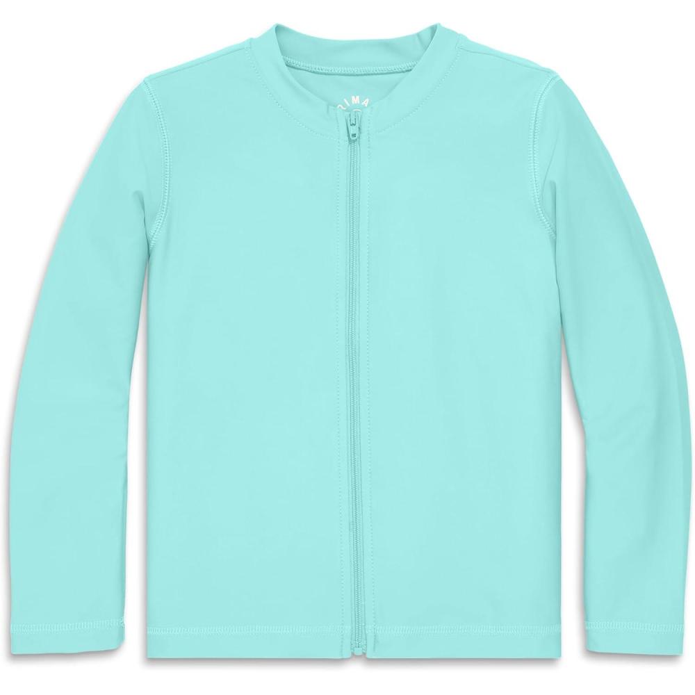 imagePrimary Kids Long Sleeve FullZip Rash Guard Swim Shirt UPF 50 Made with Recycled MaterialsMist