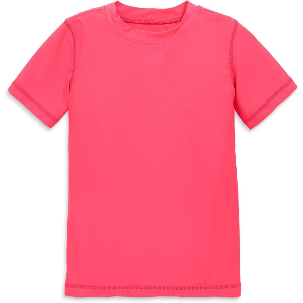 imagePrimary Kids Short Sleeve Rash Guard Swim Shirt UPF 50 Made with Recycled MaterialsBright Azalea