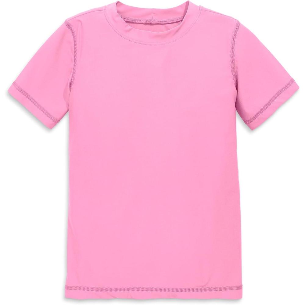 imagePrimary Kids Short Sleeve Rash Guard Swim Shirt UPF 50 Made with Recycled MaterialsPink Lemonade
