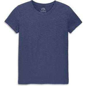 Primary Adult Classic Slub Crewneck Tee, 100% Cotton T-Shirt (Women’s Fit)(Sunwashed-navy)