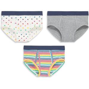 Primary Kids Brief 3-pack, Soft Cotton Stretch Briefs(Sunburst Rainbow Mix)