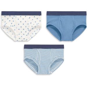 Primary Kids Brief 3-pack, Soft Cotton Stretch Briefs(Vintage Blue Mix)