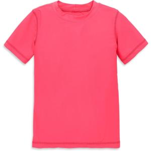 Primary Kids Short Sleeve Rash Guard, Swim Shirt, UPF 50+, Made with Recycled Materials(Bright Azalea)