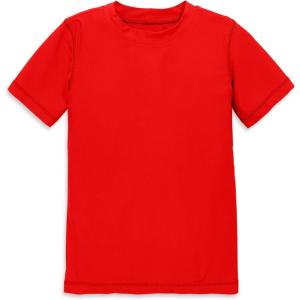 Primary Kids Short Sleeve Rash Guard, Swim Shirt, UPF 50+, Made with Recycled Materials(Tomato)