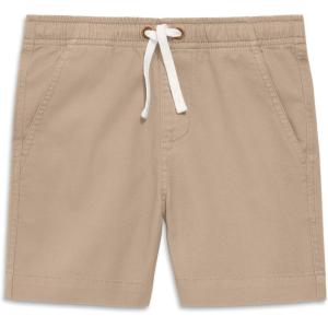 Primary Kids Stretch Chino Shorts, Cotton Drawstring Pull-On Shorts(Light Khaki)