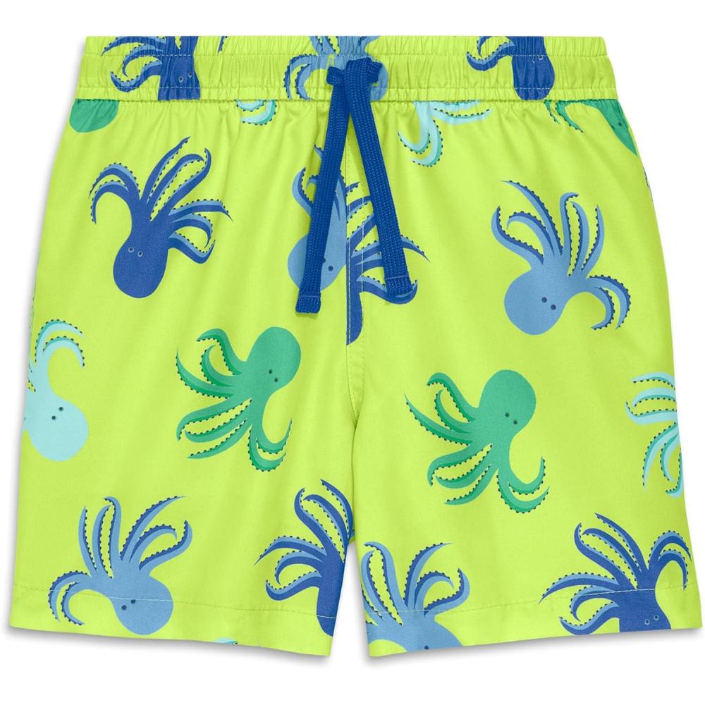 imagePrimary Kids Swim Trunk in Octopus pals UPF 50 Made with Recycled MaterialsLime Octopus
