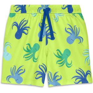 Primary Kids Swim Trunk in Octopus pals, UPF 50+, Made with Recycled Materials(Lime Octopus)