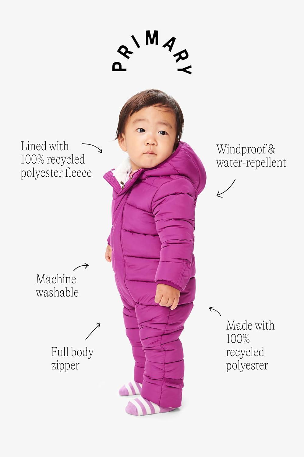 imagePrimary Baby Parka Puffer Bunting Suit WaterRepellent and Windproof Made with 100 Recycled MaterialsEvergreen