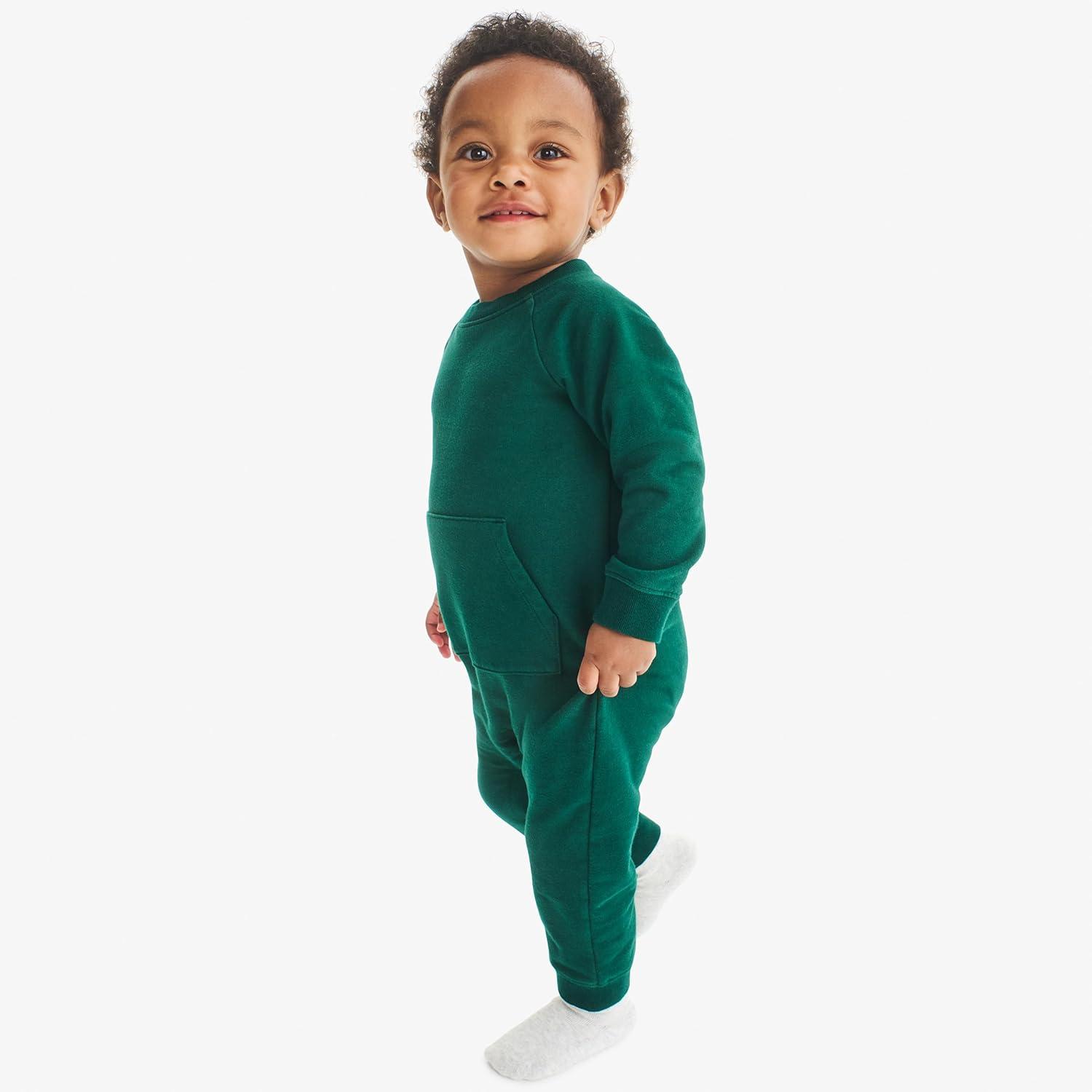 imagePrimary Baby Sweatshirt Romper Cozy Cotton OnePiece with Snap LegsHeather Storm Gray