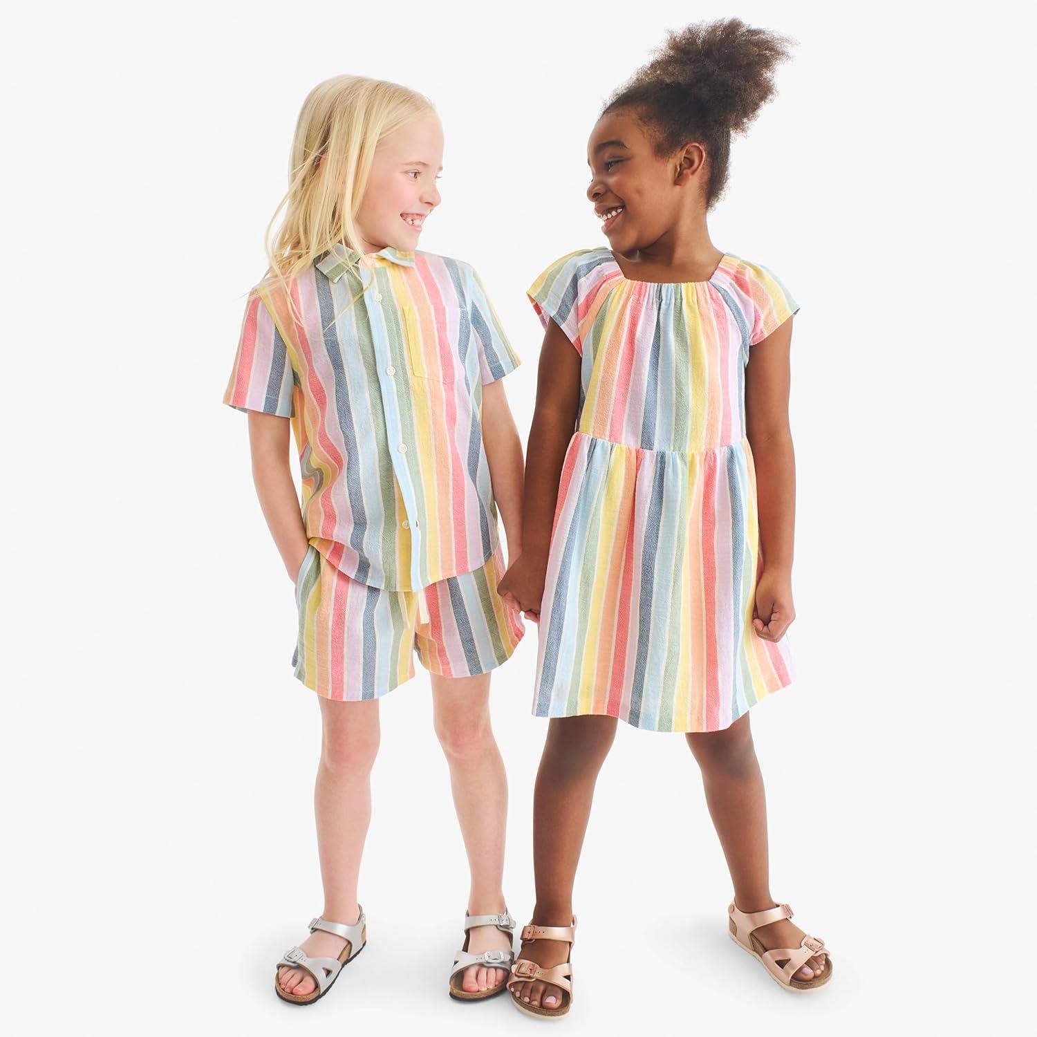 imagePrimary Kids Rainbow Stripe Gauze Beach Shorts 100 Cotton PullOn Shorts