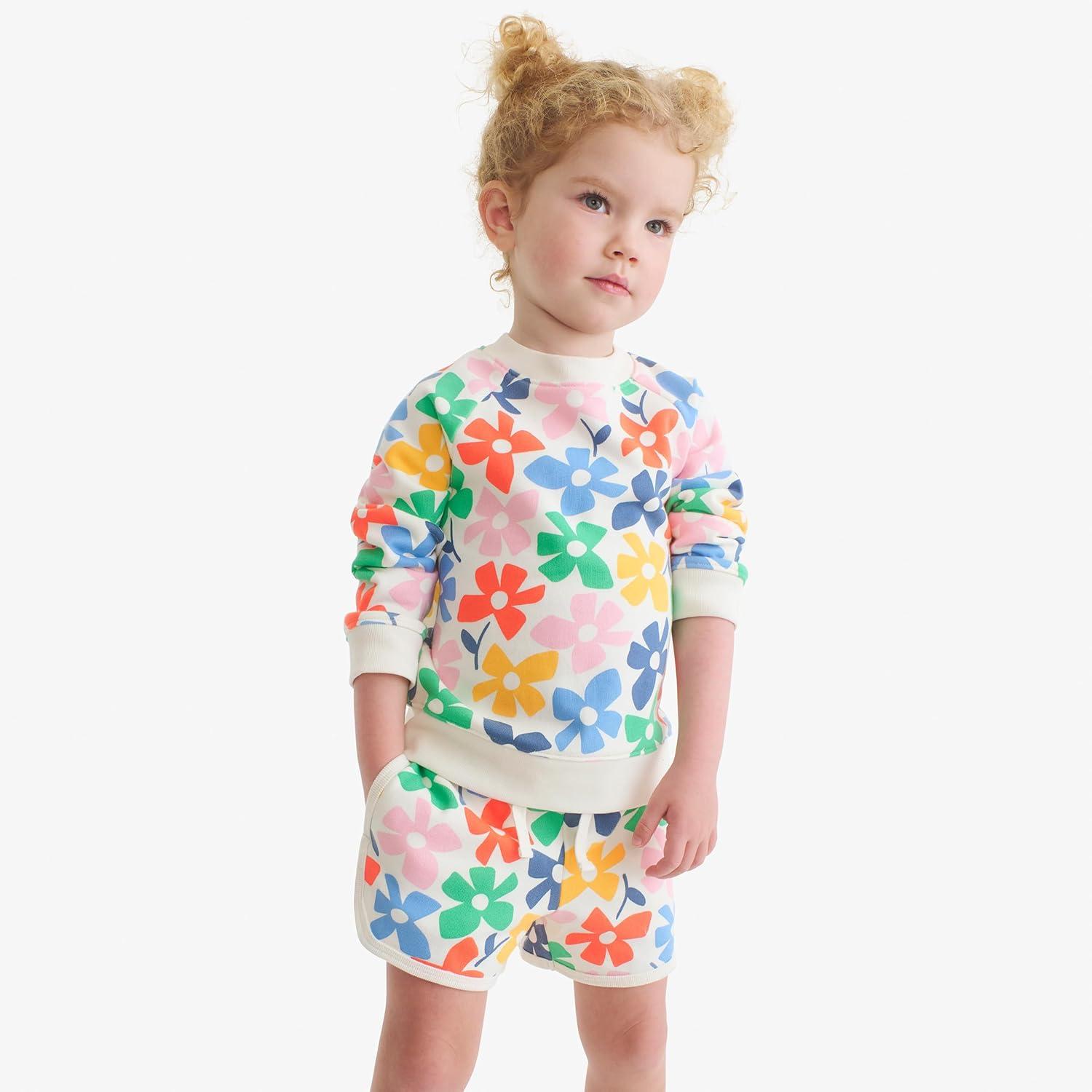 imagePrimary Kids Recess Shorts in Rainbow Blooms 100 Cotton PullOn Shorts