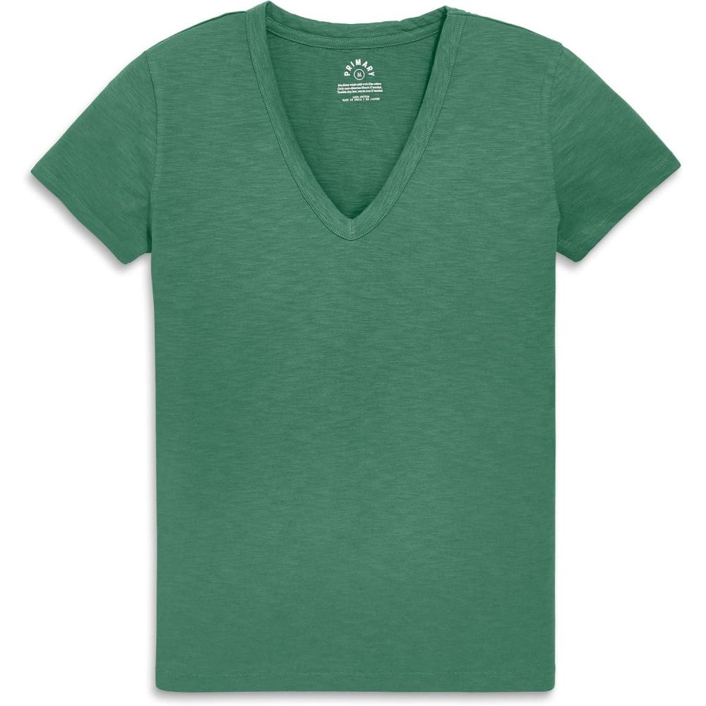 imagePrimary Adult Classic Slub VNeck Tee 100 Cotton TShirt Womens FitChive