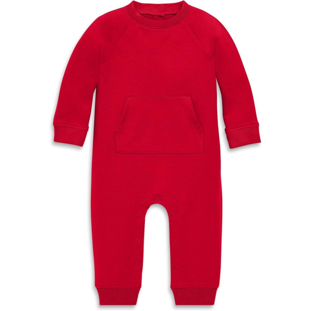 imagePrimary Baby Sweatshirt Romper Cozy Cotton OnePiece with Snap LegsCherry
