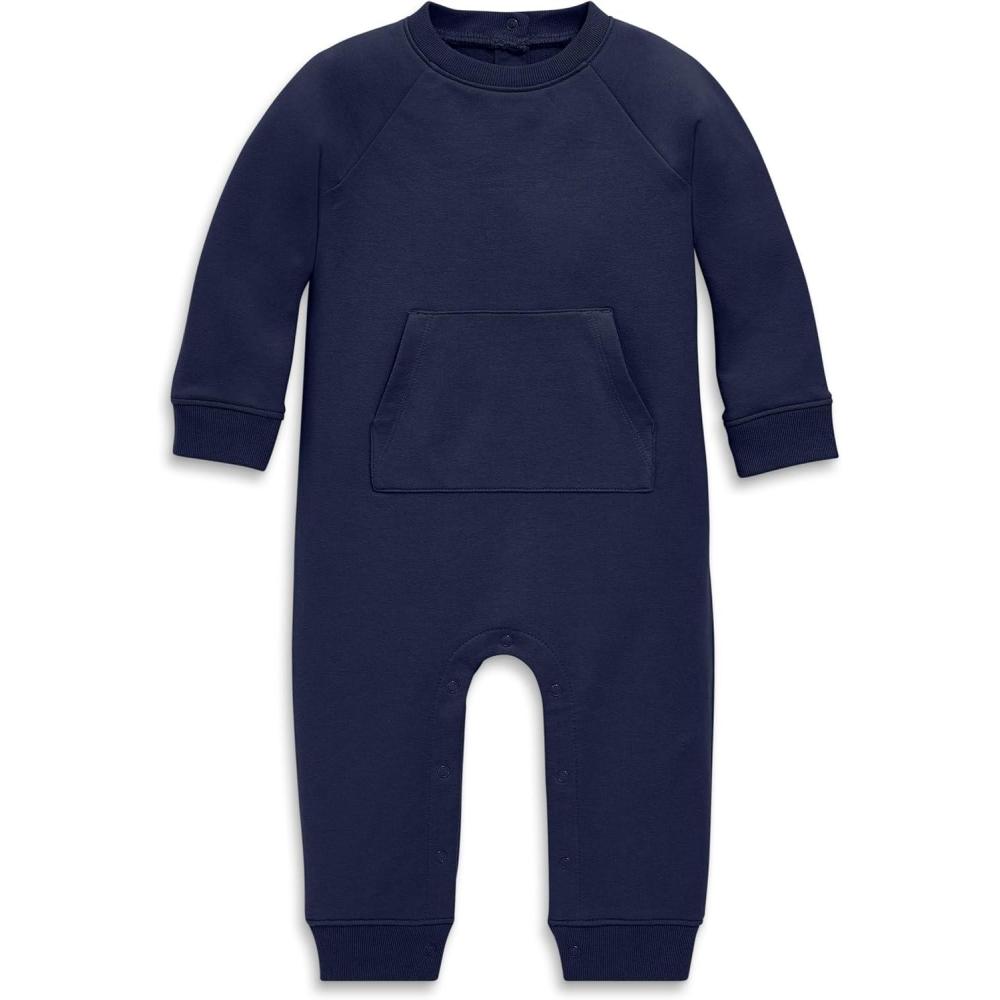 imagePrimary Baby Sweatshirt Romper Cozy Cotton OnePiece with Snap LegsNavy