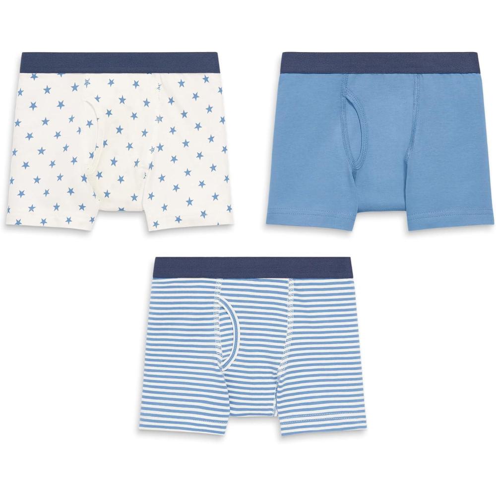 imagePrimary Kids Boxer Brief 3pack Soft Cotton Stretch Boxer BriefsVintage Blue Mix