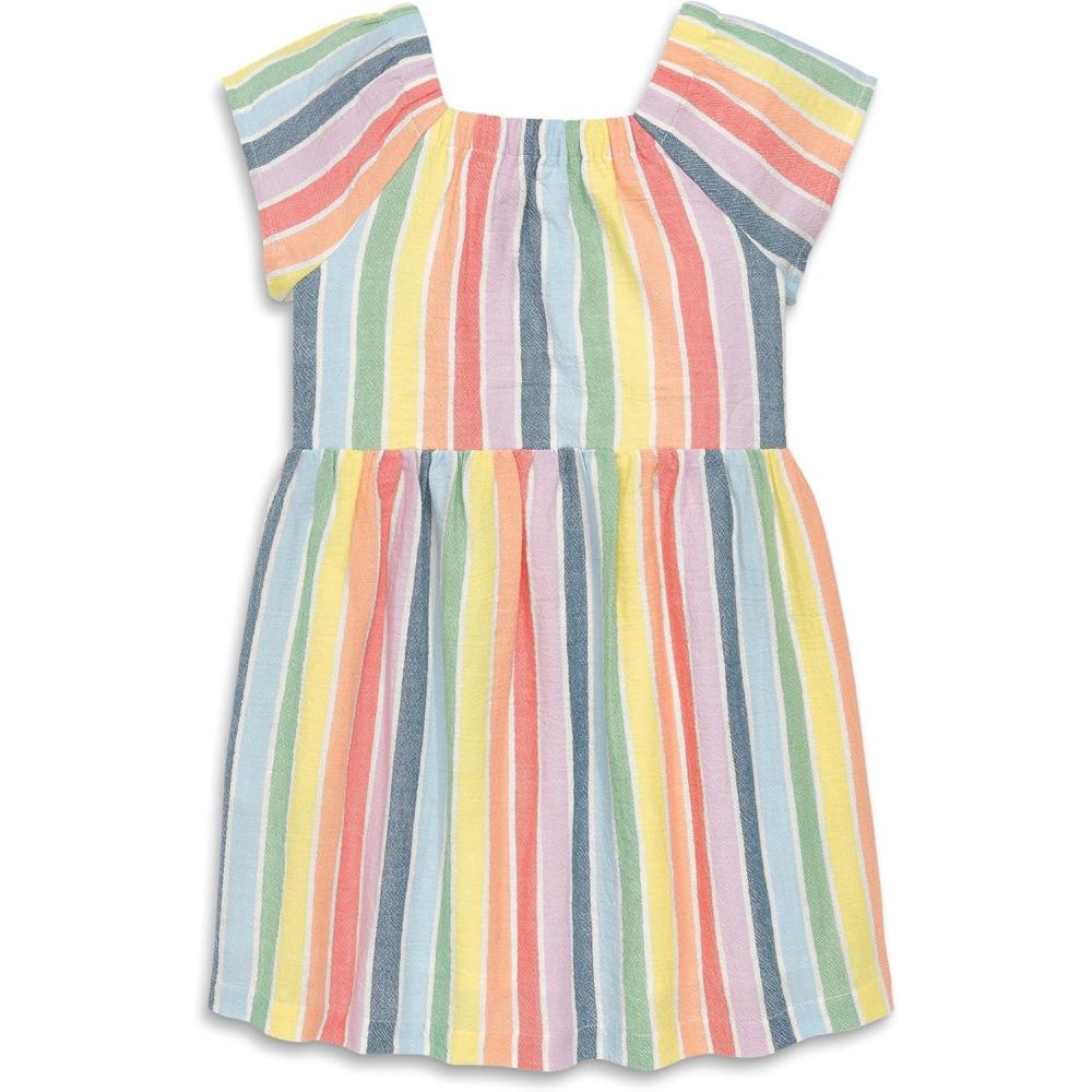 imagePrimary Kids Cotton Gauze Picnic Dress in Rainbow Stripe