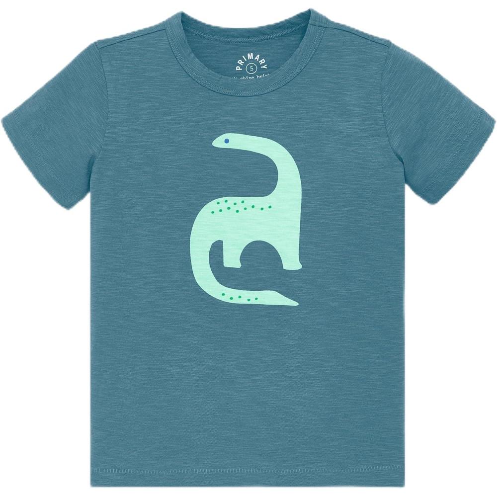 imagePrimary Kids Dino Graphic Tee Soft 100 Cotton TShirtSlate Blue Dinosaur