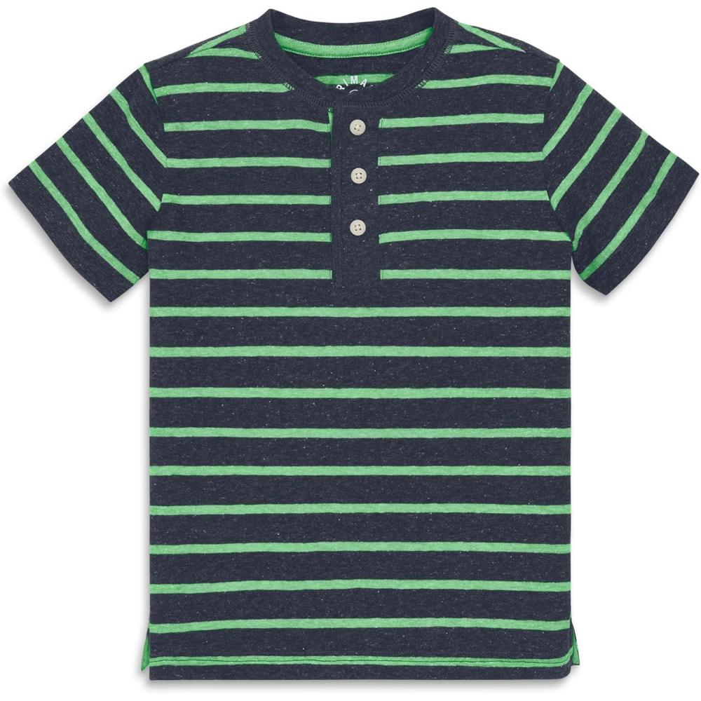 imagePrimary Kids Heathered Stripe Henley TeeNavy Clover Stripe