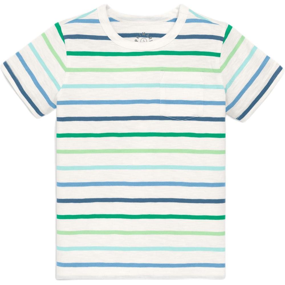 imagePrimary Kids Multi Stripe Pocket Tee Soft 100 Cotton TShirtCool Multi Stripe