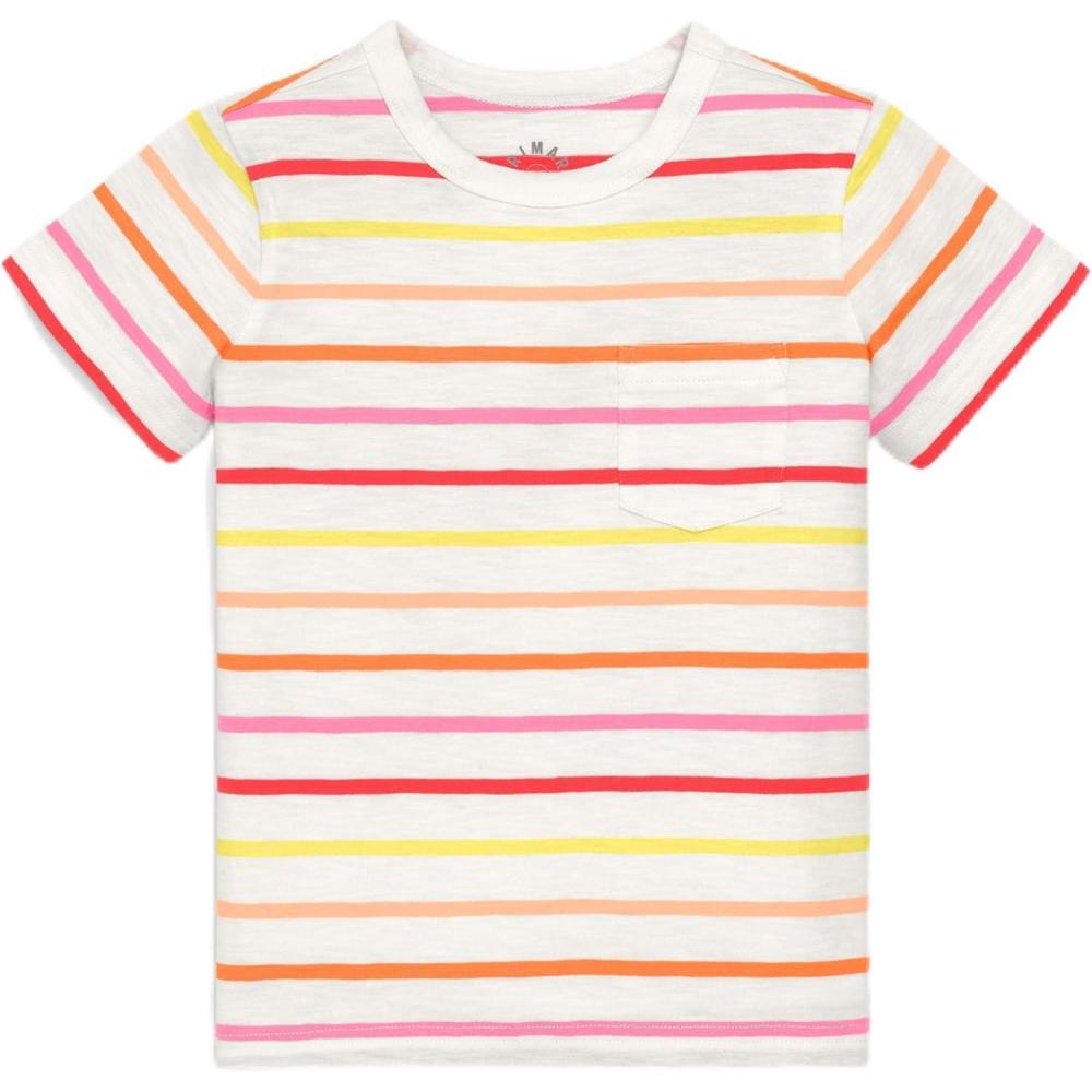 imagePrimary Kids Multi Stripe Pocket Tee Soft 100 Cotton TShirtWarm Multi Stripe