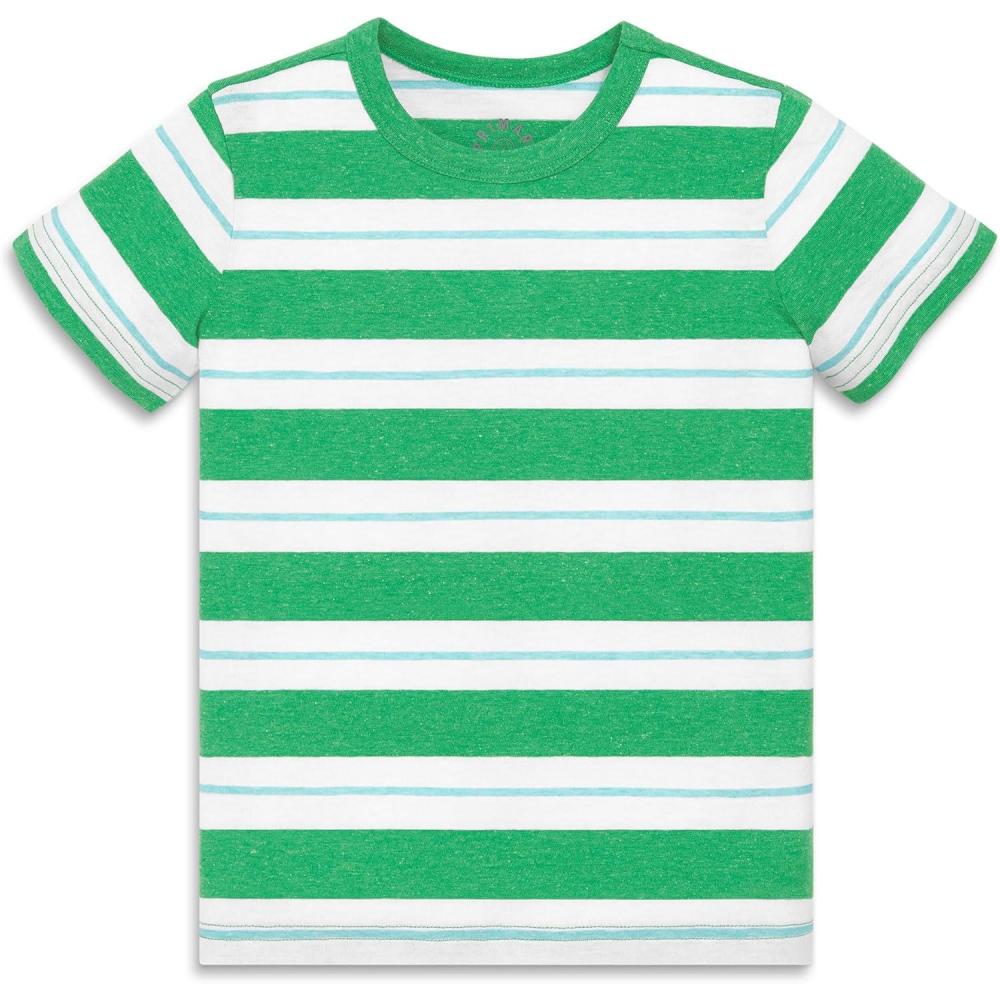 imagePrimary Kids MultiStripe Heathered Tee Soft Lightweight TShirtGreen Apple Mist Dock Stripe