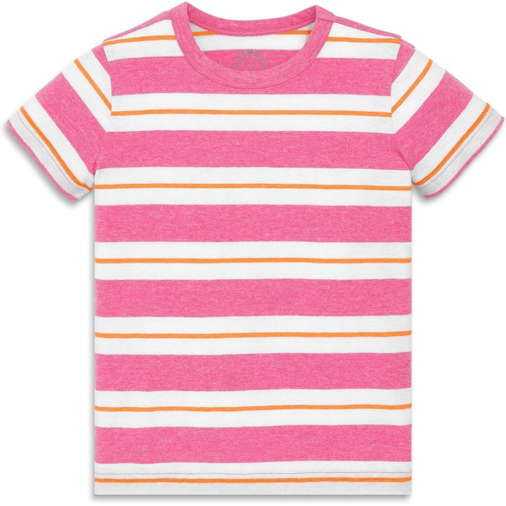 imagePrimary Kids MultiStripe Heathered Tee Soft Lightweight TShirtGumball Cantaloupe Stripe