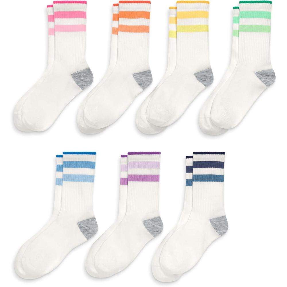 imagePrimary Kids Rainbow Ringer Athletic Socks 7Pack