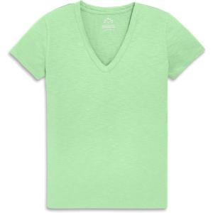 Primary Adult Classic Slub V-Neck Tee, 100% Cotton T-Shirt (Women’s Fit)(Pear)