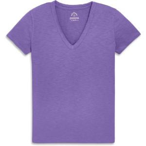 Primary Adult Classic Slub V-Neck Tee, 100% Cotton T-Shirt (Women’s Fit)(Violet)