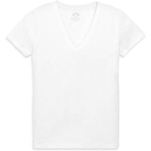 Primary Adult Classic Slub V-Neck Tee, 100% Cotton T-Shirt (Women’s Fit)(White)